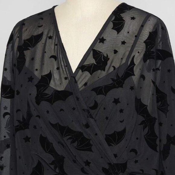 Modcloth Dramatic Depths Velvet Dress with Bat Mesh Overlay - NWT- Small - Picture 7 of 12